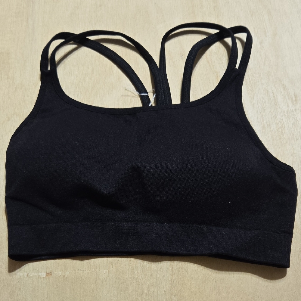 Zella Black Strappy Sports Bra with Seamless Compression Size XS